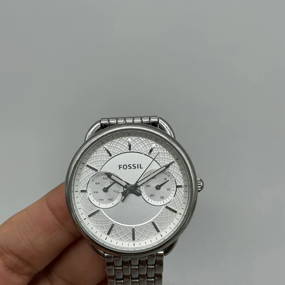 Fossil Tailor Womens Watch 34mm Silver Tone Stainless ES3712 New Battery 6